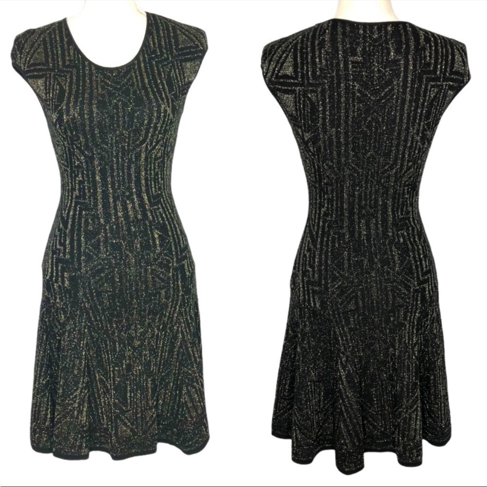 RVN Black and Gold Bodycon Dress size Small